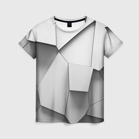 Женская футболка 3D с принтом Слом плитки в Петрозаводске, 100% полиэфир ( синтетическое хлопкоподобное полотно) | прямой крой, круглый вырез горловины, длина до линии бедер | Тематика изображения на принте: абстракция | геометрия | объем | плитка | слом