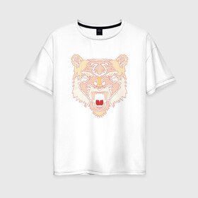 Женская футболка хлопок Oversize с принтом Морда медведя в Петрозаводске, 100% хлопок | свободный крой, круглый ворот, спущенный рукав, длина до линии бедер
 | bear | голова | голова медведя | зверь | медведь | мишка
