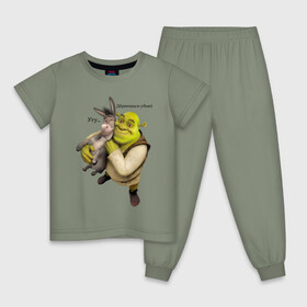 Детская пижама хлопок с принтом Shrek-Donkey в Петрозаводске, 100% хлопок |  брюки и футболка прямого кроя, без карманов, на брюках мягкая резинка на поясе и по низу штанин
 | dreamworks | shrek | арт | лого | мультфильм | постер | шрек