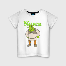 Детская футболка хлопок с принтом Shrek | Шрек (Z) в Петрозаводске, 100% хлопок | круглый вырез горловины, полуприлегающий силуэт, длина до линии бедер | dreamworks | shrek | зелёный огр | мульт | мультфильм | приключения