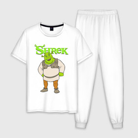 Мужская пижама хлопок с принтом Shrek | Шрек (Z) в Петрозаводске, 100% хлопок | брюки и футболка прямого кроя, без карманов, на брюках мягкая резинка на поясе и по низу штанин
 | dreamworks | shrek | зелёный огр | мульт | мультфильм | приключения