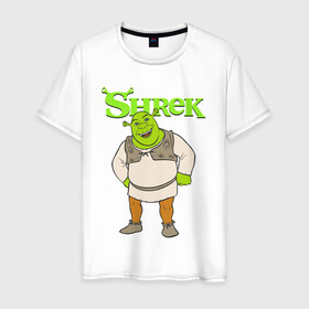 Мужская футболка хлопок с принтом Shrek | Шрек (Z) в Петрозаводске, 100% хлопок | прямой крой, круглый вырез горловины, длина до линии бедер, слегка спущенное плечо. | dreamworks | shrek | зелёный огр | мульт | мультфильм | приключения