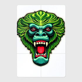 Магнитный плакат 2Х3 с принтом Злая зеленая обезьяна в Петрозаводске, Полимерный материал с магнитным слоем | 6 деталей размером 9*9 см | Тематика изображения на принте: агрессия | зеленая | злая | зубы | обезьяна | оскал
