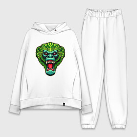 Женский костюм хлопок Oversize с принтом Злая зеленая обезьяна в Петрозаводске,  |  | агрессия | зеленая | злая | зубы | обезьяна | оскал