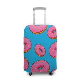 Чехол для чемодана 3D с принтом Пончики в Петрозаводске, 86% полиэфир, 14% спандекс | двустороннее нанесение принта, прорези для ручек и колес | еда | круг | кружки | пища | пончики | пончики гомера | симпсоны | цветные пончики