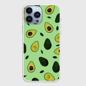 Чехол для iPhone 13 Pro Max с принтом Авокадо в Петрозаводске,  |  | avocado | food | fruit | pattern | vegan | vegetarian | авокадо | веган | вегетарианство | еда | зарядка | зелёная | паттерн | правильное питание | фрукт | фрукты