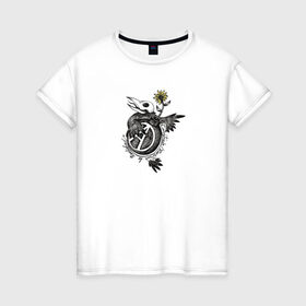 Женская футболка хлопок с принтом The Anarchy Bomb в Петрозаводске, 100% хлопок | прямой крой, круглый вырез горловины, длина до линии бедер, слегка спущенное плечо | анархия | бомба | знак | птица | цветок | череп