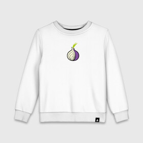 Детский свитшот хлопок с принтом Tor Browser в Петрозаводске, 100% хлопок | круглый вырез горловины, эластичные манжеты, пояс и воротник | onion | tor | tor browser | даркнет | тор | тор браузер