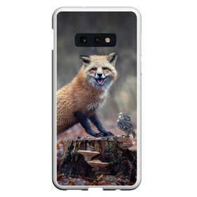 Чехол для Samsung S10E с принтом Лисица и птичка в Петрозаводске, Силикон | Область печати: задняя сторона чехла, без боковых панелей | fox | foxy | животное | звери | лиса | лисенок | лисичка | милая | рыжая | фокс