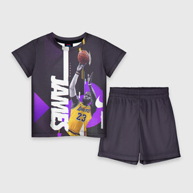 Детский костюм с шортами 3D с принтом Леброн в Петрозаводске,  |  | basketball | lakers | lebron | media | nba | toplanding | баскетболл | леброн | лейкерс | лого баскетбольных клубов | лос анджелес | нба