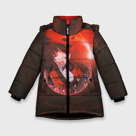 Зимняя куртка для девочек 3D с принтом Kakegurui Yumeko Jabami art в Петрозаводске, ткань верха — 100% полиэстер; подклад — 100% полиэстер, утеплитель — 100% полиэстер. | длина ниже бедра, удлиненная спинка, воротник стойка и отстегивающийся капюшон. Есть боковые карманы с листочкой на кнопках, утяжки по низу изделия и внутренний карман на молнии. 

Предусмотрены светоотражающий принт на спинке, радужный светоотражающий элемент на пуллере молнии и на резинке для утяжки. | Тематика изображения на принте: anime | girl | jabami | kakegurui | manga | yumeko | аниме | арт | девушка | джабами | закат | какегуруи | манга | юмеко