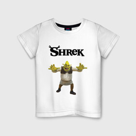 Детская футболка хлопок с принтом Shrek в Петрозаводске, 100% хлопок | круглый вырез горловины, полуприлегающий силуэт, длина до линии бедер | Тематика изображения на принте: shrek | аниме | мемы | мультфильм | персонажи | шрек
