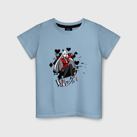 Детская футболка хлопок с принтом Yumeko Jabami в Петрозаводске, 100% хлопок | круглый вырез горловины, полуприлегающий силуэт, длина до линии бедер | Тематика изображения на принте: kakegurui | аниме | арт | безумный азарт | графика