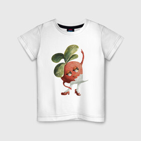 Детская футболка хлопок с принтом Редиска в Петрозаводске, 100% хлопок | круглый вырез горловины, полуприлегающий силуэт, длина до линии бедер | арт | иллюстрация | красный | овощи | принт | растения | танец