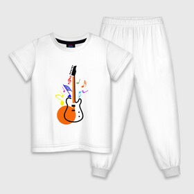 Детская пижама хлопок с принтом Цветная гитара в Петрозаводске, 100% хлопок |  брюки и футболка прямого кроя, без карманов, на брюках мягкая резинка на поясе и по низу штанин
 | гитара | звуковая музыка | красивая гитара | музыка