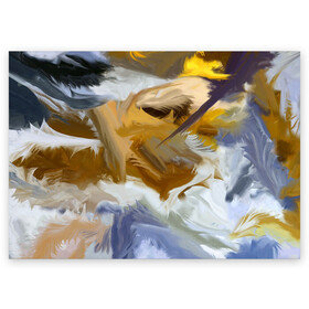 Поздравительная открытка с принтом FET в Петрозаводске, 100% бумага | плотность бумаги 280 г/м2, матовая, на обратной стороне линовка и место для марки
 | Тематика изображения на принте: abstract | feathers | абстракция | желтое | мазки | перья