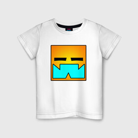 Детская футболка хлопок с принтом Geometry Dash RobTop (Z) в Петрозаводске, 100% хлопок | круглый вырез горловины, полуприлегающий силуэт, длина до линии бедер | 2d | arcade | game | geometry dash | meltdown | robtop | аркада | геометрический тире | раннер