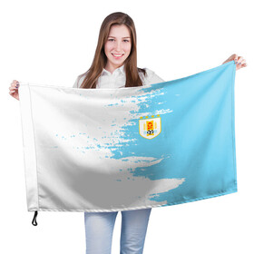 Флаг 3D с принтом Сборная Уругвая в Петрозаводске, 100% полиэстер | плотность ткани — 95 г/м2, размер — 67 х 109 см. Принт наносится с одной стороны | кавани | португалия | россия | спорт | суарес | уругвай | футбол | чемпионат мира | чемпионат мира по футболу | чм | эдинсон кавани