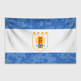 Флаг-баннер с принтом Сборная Уругвая в Петрозаводске, 100% полиэстер | размер 67 х 109 см, плотность ткани — 95 г/м2; по краям флага есть четыре люверса для крепления | кавани | португалия | россия | спорт | суарес | уругвай | футбол | чемпионат мира | чемпионат мира по футболу | чм | эдинсон кавани