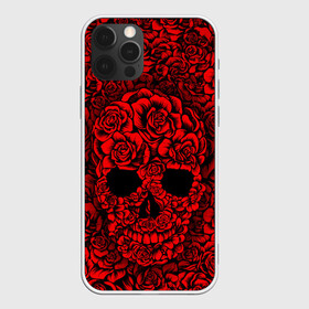 Чехол для iPhone 12 Pro Max с принтом ЦВЕТОЧНЫЙ ЧЕРЕП в Петрозаводске, Силикон |  | death | flowers | horror | metal | red | rose | roses | skull | арт | зомби | кости | красный | розы | скелет | цветы | череп | черный