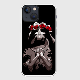 Чехол для iPhone 13 mini с принтом МОЛИТВА И ДЕМОНЫ в Петрозаводске,  |  | black | demons | evil | girl | hand | rose | девушка | демоны | дьявол | зло | искушение | крест | молитва | розы | руки | святая