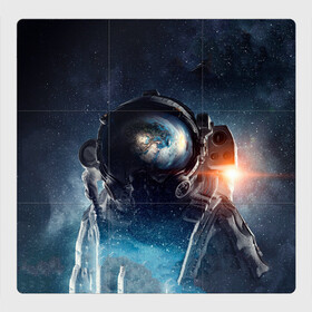 Магнитный плакат 3Х3 с принтом Космонавт в Петрозаводске, Полимерный материал с магнитным слоем | 9 деталей размером 9*9 см | Тематика изображения на принте: звезды | космонавт | космос | небо | ночь | планеты