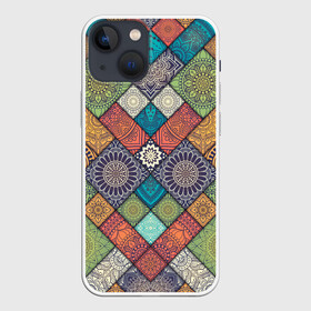 Чехол для iPhone 13 mini с принтом ЛОСКУТНАЯ ВЫШИВКА в Петрозаводске,  |  | color | flowers | pattern | texture | восточный | летний | лоскуты | мозаика | разноцветные | текстуры | узор | цветы | яркий