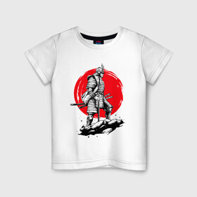 Детская футболка хлопок с принтом Воин-самурай в Петрозаводске, 100% хлопок | круглый вырез горловины, полуприлегающий силуэт, длина до линии бедер | asia | asian | china | chinese | japan | japanese | japanese art | martial arts | ninja | samurai | sword | warrior | азиатский | азия | боевые искусства | китай | китайский | меч | ниндзя | самурай | япония | японское искусство