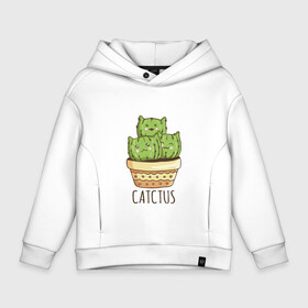 Детское худи Oversize хлопок с принтом Котики Кактусы Catctus в Петрозаводске, френч-терри — 70% хлопок, 30% полиэстер. Мягкий теплый начес внутри —100% хлопок | боковые карманы, эластичные манжеты и нижняя кромка, капюшон на магнитной кнопке | cactus | cat | cats | cute cactus | english words | kitten | kitty | puss | pussy | pussycat | кактус в горшке | киски | кисы | котёнок | котики | коты в виде кактусов | коты кактусы | котята | котята кактусы | котятки | кошечки | кошка | мил