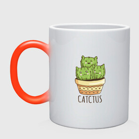 Кружка хамелеон с принтом Котики Кактусы Catctus в Петрозаводске, керамика | меняет цвет при нагревании, емкость 330 мл | Тематика изображения на принте: cactus | cat | cats | cute cactus | english words | kitten | kitty | puss | pussy | pussycat | кактус в горшке | киски | кисы | котёнок | котики | коты в виде кактусов | коты кактусы | котята | котята кактусы | котятки | кошечки | кошка | мил