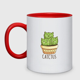Кружка двухцветная с принтом Котики Кактусы Catctus в Петрозаводске, керамика | объем — 330 мл, диаметр — 80 мм. Цветная ручка и кайма сверху, в некоторых цветах — вся внутренняя часть | cactus | cat | cats | cute cactus | english words | kitten | kitty | puss | pussy | pussycat | кактус в горшке | киски | кисы | котёнок | котики | коты в виде кактусов | коты кактусы | котята | котята кактусы | котятки | кошечки | кошка | мил
