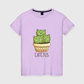 Женская футболка хлопок с принтом Котики Кактусы Catctus в Петрозаводске, 100% хлопок | прямой крой, круглый вырез горловины, длина до линии бедер, слегка спущенное плечо | cactus | cat | cats | cute cactus | english words | kitten | kitty | puss | pussy | pussycat | кактус в горшке | киски | кисы | котёнок | котики | коты в виде кактусов | коты кактусы | котята | котята кактусы | котятки | кошечки | кошка | мил