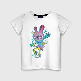 Детская футболка хлопок с принтом Заяц на разборках в Петрозаводске, 100% хлопок | круглый вырез горловины, полуприлегающий силуэт, длина до линии бедер | арт | графика | животные | зайцы | звери | мультяшки