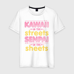 Мужская футболка хлопок с принтом Kawaii in the streets в Петрозаводске, 100% хлопок | прямой крой, круглый вырез горловины, длина до линии бедер, слегка спущенное плечо. | ahegao | anime | baka | chibi | desu | japan | kohai | nani | neko | otaku | senpai | sensei | waifu | weeaboo | weeb | аниме | анимешник | анимешница | ахегао | бака | вайфу | виабу | десу | кохай | культура | нани | неко | отаку | сенпай | сенсеи | трен