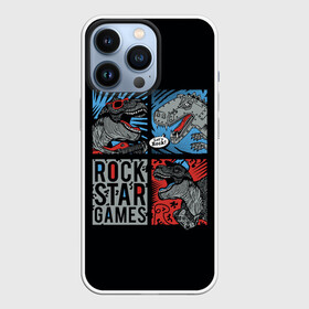 Чехол для iPhone 13 Pro с принтом Rock Star Dino Динозавр геймер в Петрозаводске,  |  | Тематика изображения на принте: dino | games | roar | rock | rock star | t rex | дино | динозавр | динозавры | рок | рокер