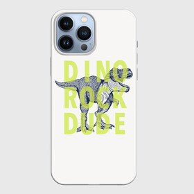 Чехол для iPhone 13 Pro Max с принтом DINO ROCK DUDE в Петрозаводске,  |  | dino | games | roar | rock | rock star | t rex | дино | динозавр | динозавры | рок | рокер