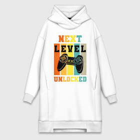 Платье-худи хлопок с принтом Next level unlocked в Петрозаводске,  |  | controller | funny | game | gamer | gaming | geek | level | next | retro | unlocked | video game | videogame | vintage | видеоигры | винтаж | игра | играть | игровой | игрок | игроку | игры | консоль | приставка | ретро