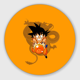 Коврик для мышки круглый с принтом Kid Goku в Петрозаводске, резина и полиэстер | круглая форма, изображение наносится на всю лицевую часть | Тематика изображения на принте: anime | dragon ball | аниме | анимэ | драгон бал | дрэгон бол | жемчуг дракона