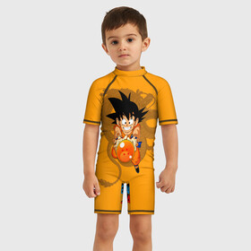 Детский купальный костюм 3D с принтом Kid Goku в Петрозаводске, Полиэстер 85%, Спандекс 15% | застежка на молнии на спине | Тематика изображения на принте: anime | dragon ball | аниме | анимэ | драгон бал | дрэгон бол | жемчуг дракона