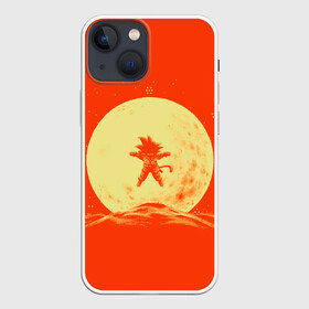 Чехол для iPhone 13 mini с принтом Гоку и луна в Петрозаводске,  |  | Тематика изображения на принте: anime | dragon ball | moon | аниме | анимэ | драгон бал | дрэгон бол | жемчуг дракона | луна
