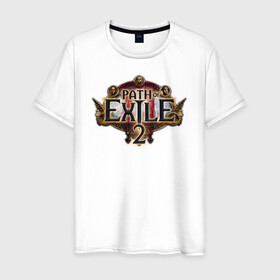 Мужская футболка хлопок с принтом Path of Exile 2 в Петрозаводске, 100% хлопок | прямой крой, круглый вырез горловины, длина до линии бедер, слегка спущенное плечо. | computer | game | path of exile | игра | компьютерная | путь изгнания