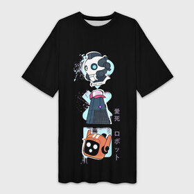 Платье-футболка 3D с принтом Любовь, Смерть и Роботы в Петрозаводске,  |  | death | logo | love | netflix | robots | анимация | кино | лого | любовь | нетфликс | роботы | сериал