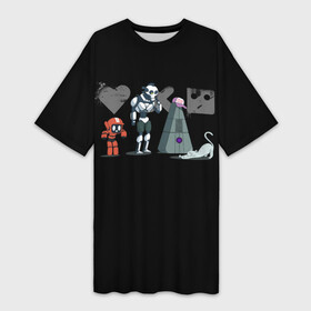 Платье-футболка 3D с принтом Любовь, Смерть  Роботы в Петрозаводске,  |  | cat | cats | death | logo | love | netflix | robots | анимация | кино | кот | кошка | лого | любовь | нетфликс | роботы | сериал