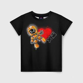 Детская футболка 3D с принтом K-VRC | Love Death and Robots в Петрозаводске, 100% гипоаллергенный полиэфир | прямой крой, круглый вырез горловины, длина до линии бедер, чуть спущенное плечо, ткань немного тянется | death | heart | hearts | k vrc | ldr | logo | love | netflix | robots | smile | анимация | кино | лого | лср | любовь | нетфликс | роботы | сердце | сериал | смайл | смайлик