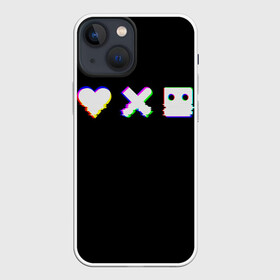 Чехол для iPhone 13 mini с принтом Love Death and Robots (Glitch) в Петрозаводске,  |  | death | glitch | heart | ldr | logo | love | netflix | robots | smile | анимация | глитч | глич | кино | лого | лср | любовь | нетфликс | роботы | сердце | сериал | смайл | смайлик