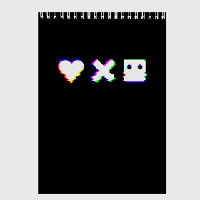 Скетчбук с принтом Love Death and Robots (Glitch) в Петрозаводске, 100% бумага
 | 48 листов, плотность листов — 100 г/м2, плотность картонной обложки — 250 г/м2. Листы скреплены сверху удобной пружинной спиралью | death | glitch | heart | ldr | logo | love | netflix | robots | smile | анимация | глитч | глич | кино | лого | лср | любовь | нетфликс | роботы | сердце | сериал | смайл | смайлик