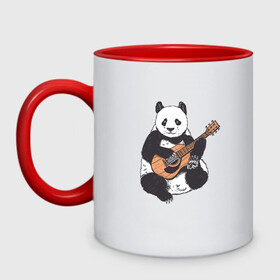 Кружка двухцветная с принтом Панда гитарист | Panda Guitar в Петрозаводске, керамика | объем — 330 мл, диаметр — 80 мм. Цветная ручка и кайма сверху, в некоторых цветах — вся внутренняя часть | Тематика изображения на принте: acoustic | bear | bears | china | chineese panda | guitarist | music | акустическая гитара | гитара | китай | китайская панда | косолапый | медведь | медвежонок | милая панда | мишка | музыка | музыкант | пандочка | пандочки