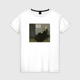 Женская футболка хлопок с принтом картина в Петрозаводске, 100% хлопок | прямой крой, круглый вырез горловины, длина до линии бедер, слегка спущенное плечо | джеймс | картина | мать уистлера | уистлер