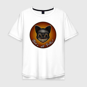 Мужская футболка хлопок Oversize с принтом Cartoon Cat в Петрозаводске, 100% хлопок | свободный крой, круглый ворот, “спинка” длиннее передней части | cartoon cat | cat | ink | its all the guys | мультяшный кот | чернила | это все ребята