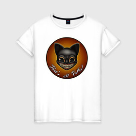 Женская футболка хлопок с принтом Cartoon Cat в Петрозаводске, 100% хлопок | прямой крой, круглый вырез горловины, длина до линии бедер, слегка спущенное плечо | cartoon cat | cat | ink | its all the guys | мультяшный кот | чернила | это все ребята